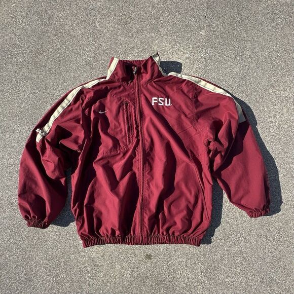 Nike Team Florida State Seminoles Track Windbreaker Jacket Mens Medium Maroon - Picture 1 of 8